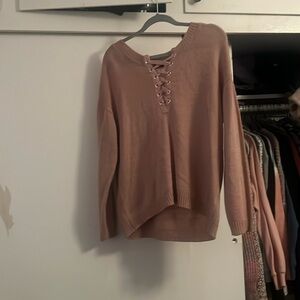 Dusty Pink Knit crisscross sweater